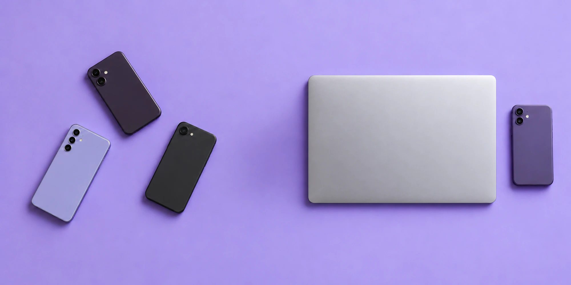 Separate phones beside a closed laptop and phone illustrate consolidated access