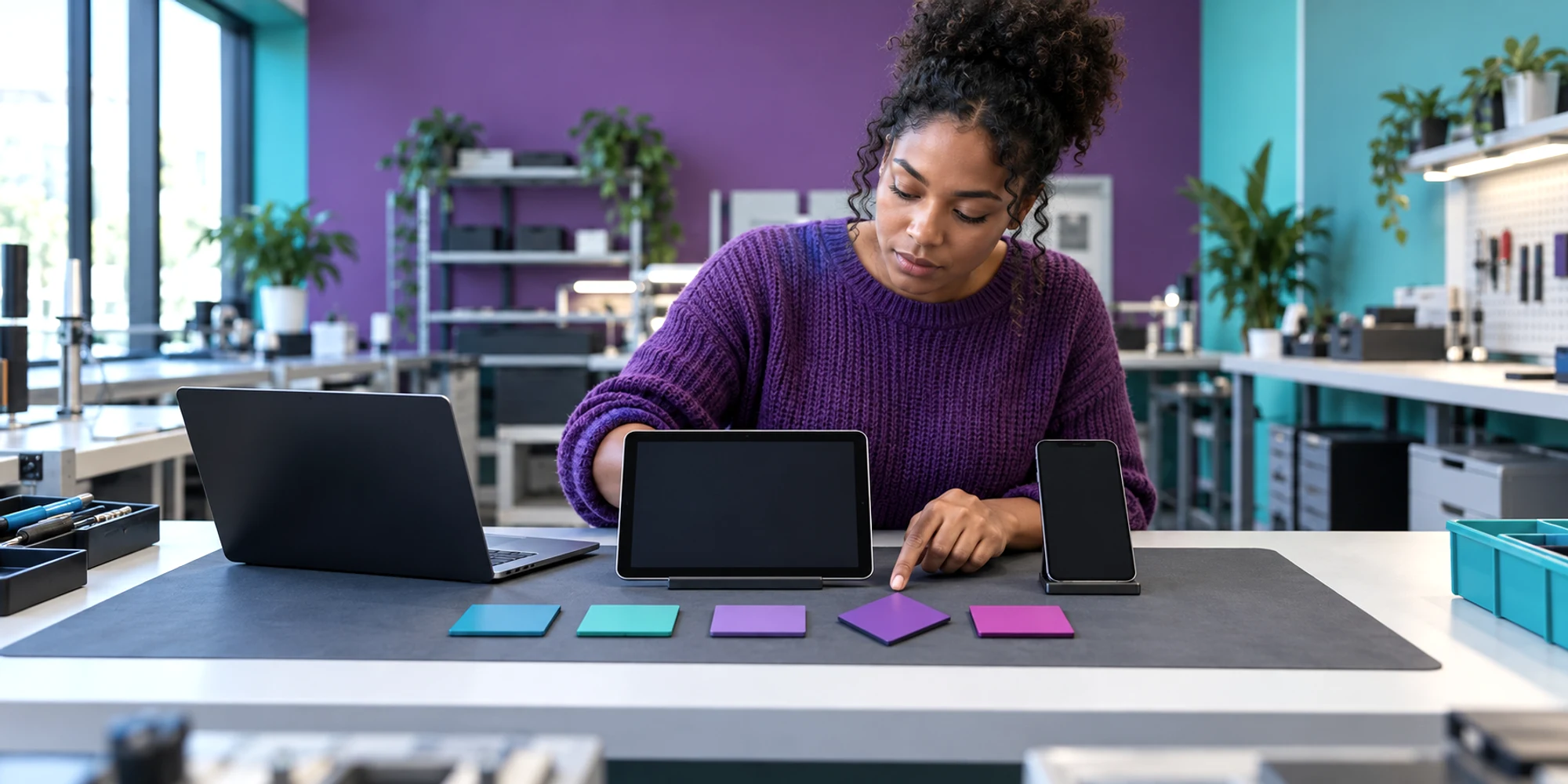 Quality support specialist reconstructs a software problem across three test devices