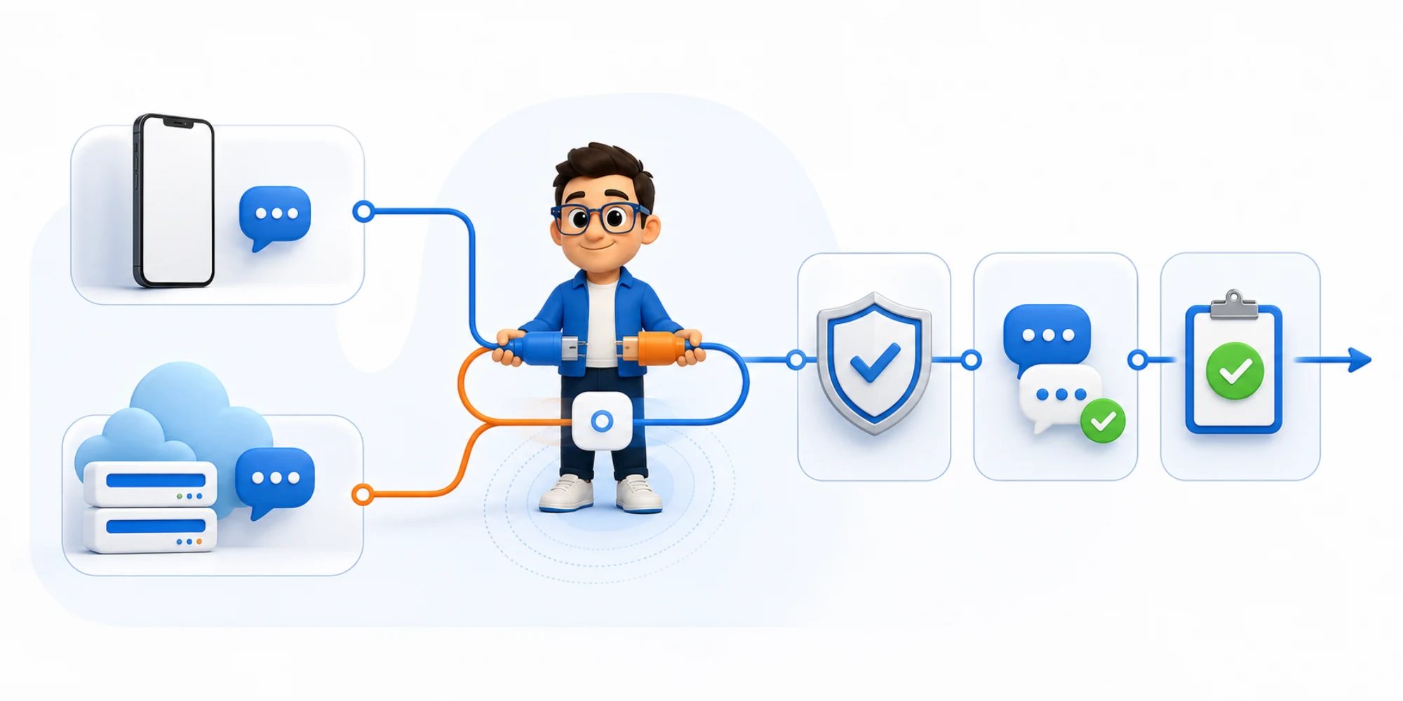رسم توضيحي لموضوع تعايش WhatsApp: احتفظ بالتطبيق عند إضافة Cloud API