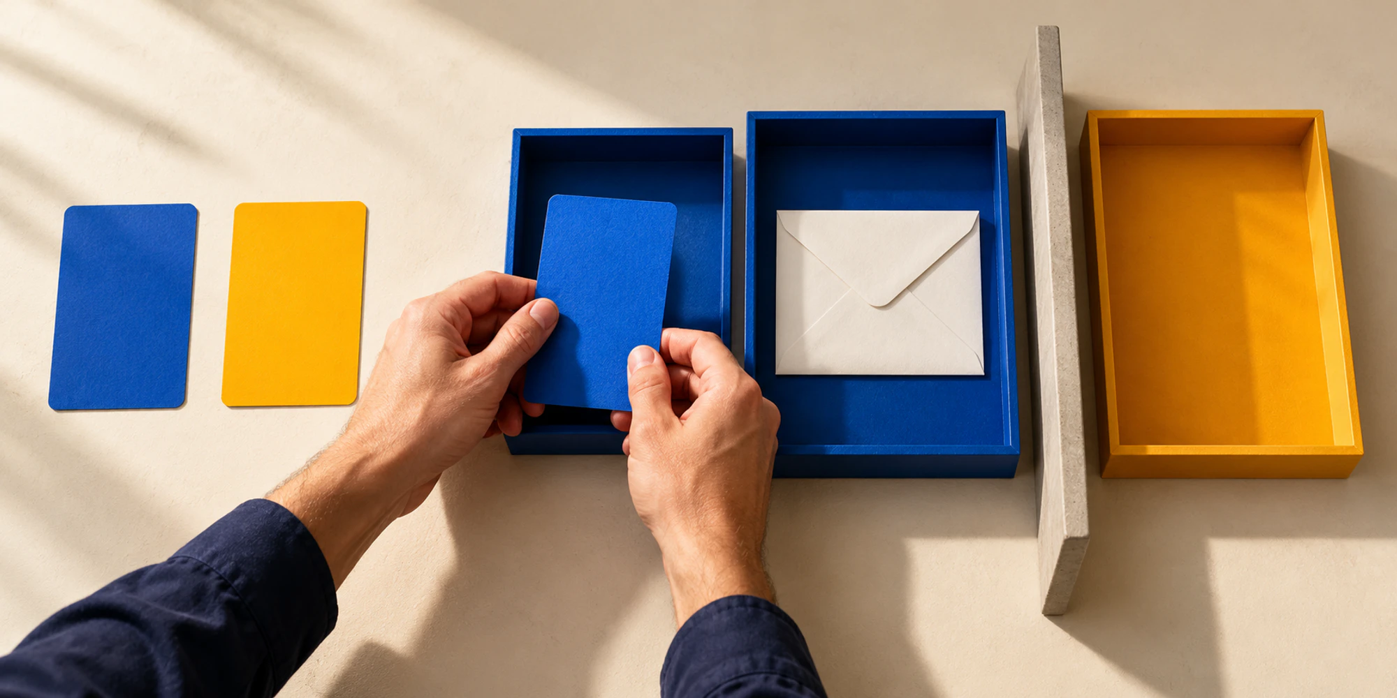 Hands place a cobalt access card into the matching route while the saffron route stays blocked