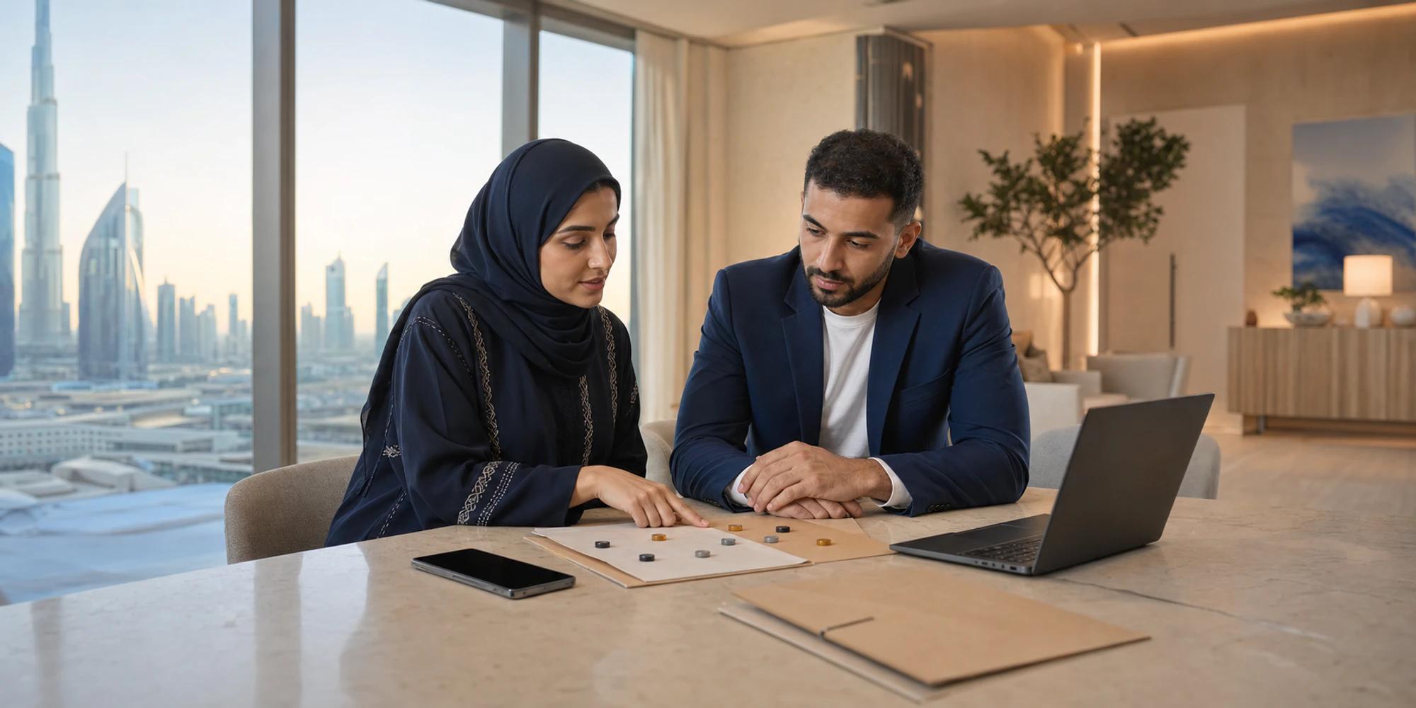UAE customer operations colleagues review a consent-aware follow-up workflow in a modern Dubai office