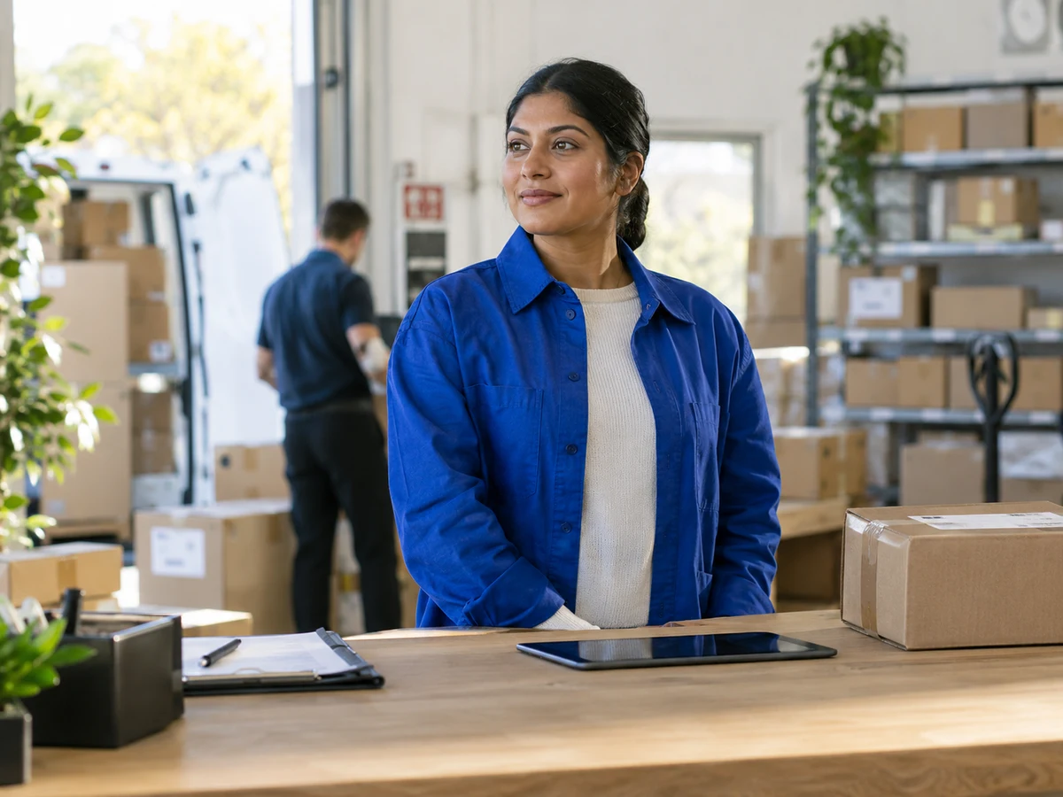 Logistics dispatcher coordinating a customer delivery