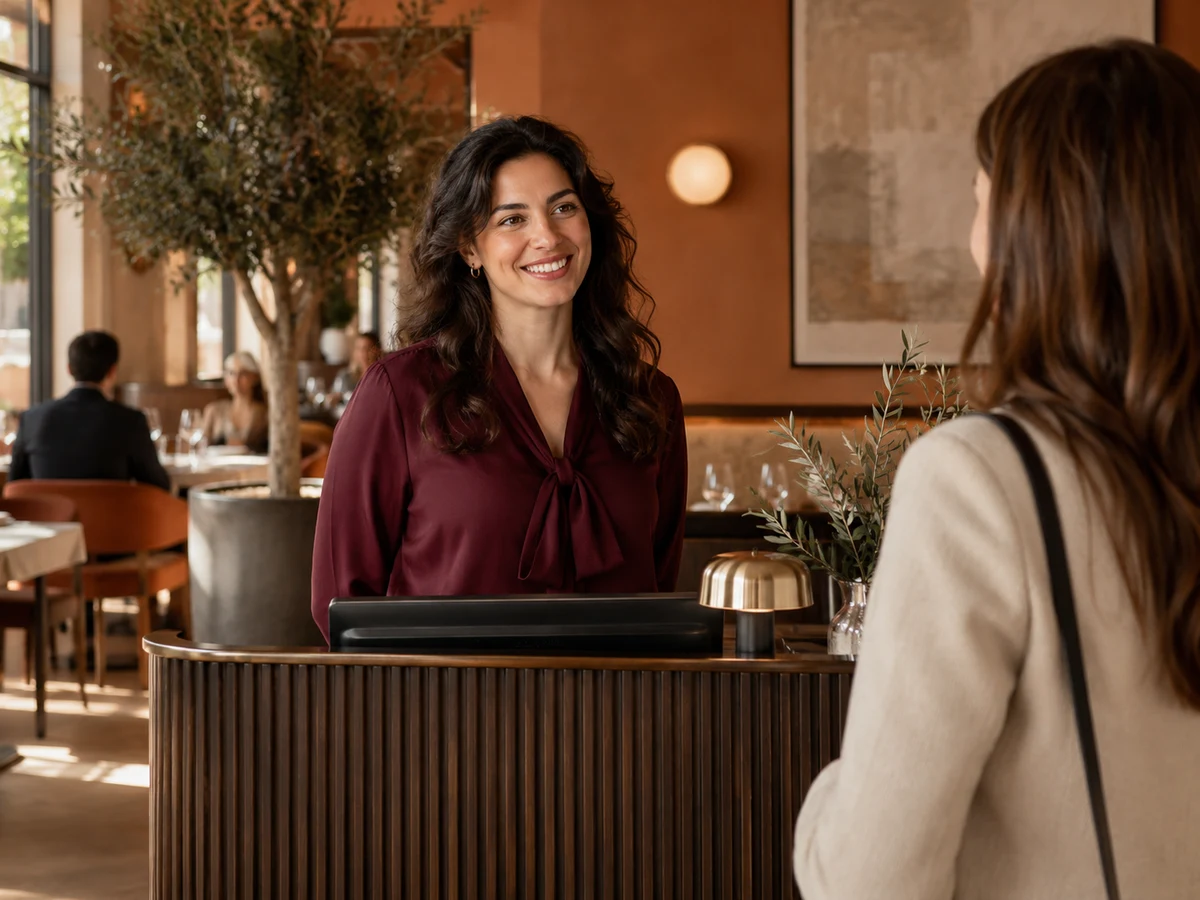 Restaurant manager handling a customer reservation